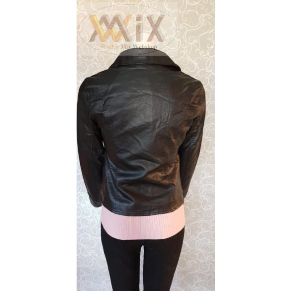 Műbőr galléros rövid kabát