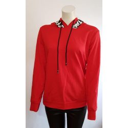 Feliratos kapucnis pulcsi piros