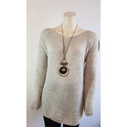 Kötött pulcsi nyaklánccal szürke