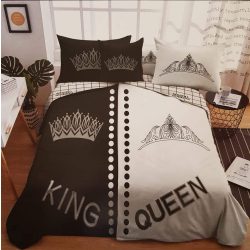   Mr & Mrs fekete-fehér King-Queen - Páros ágynemű Kétszemélyes