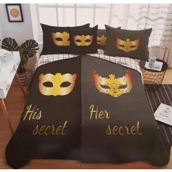   Mr & Mrs fekete arany Secret - Páros ágynemű Kétszemélyes