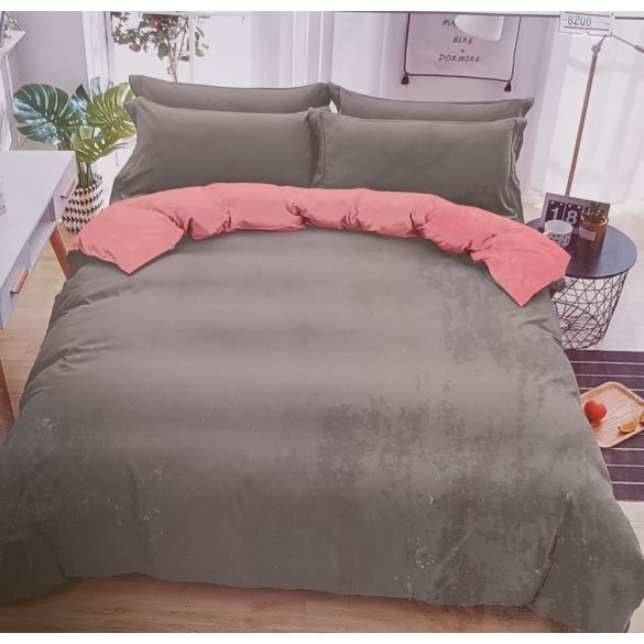 Szürke - rózsaszín ágynemű 6 részes