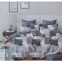 Szürke-fehér modern kockás csíkos - Ágynemű 3 részes