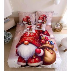 Karácsonyi puttonyos piros manó - Ágynemű 3 részes