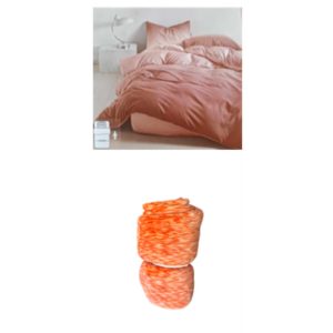Narancs ombre agynemű és narancs cirmos pléd csomag
