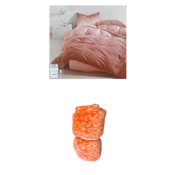 Narancs ombre agynemű és narancs cirmos pléd csomag
