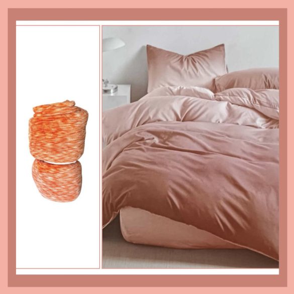 Narancs ombre agynemű és narancs cirmos pléd csomag