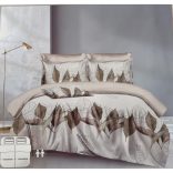 fehér levélmintás agynemű 7 részes+fehér virágos vastag pléd csomag