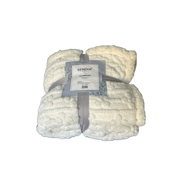 fehér levélmintás agynemű 7 részes+fehér virágos vastag pléd csomag