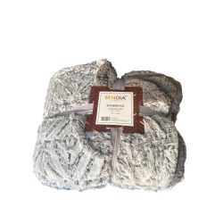 Szürke mintás anyagában nyomott vastag ágytakaró pléd